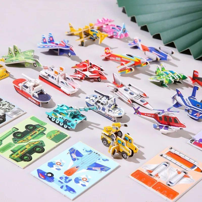 30Pcs 3D Tank Plane Paper Jigsaw Puzzles Toys for Kids Boy Hobby Birthday Party Favors School Rewards Treat Bag Pinata Filler