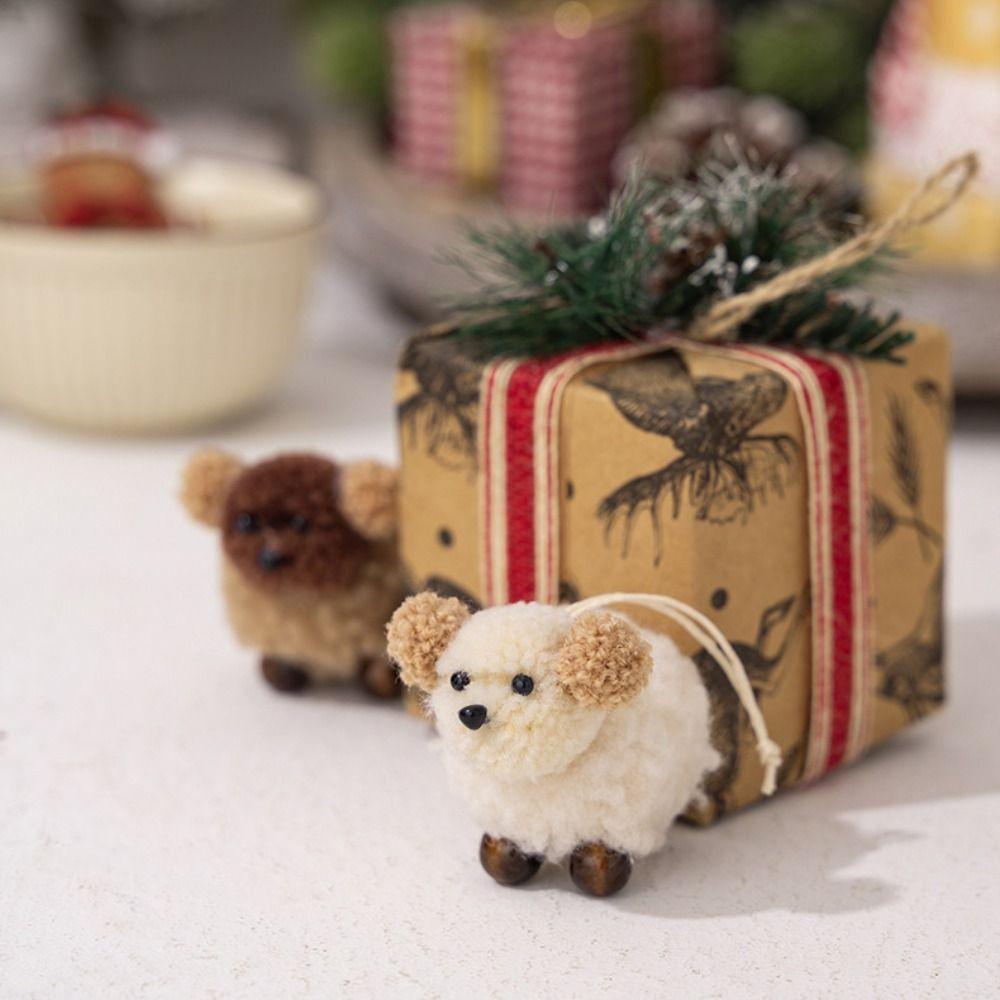 2pcs Cute Christmas Dog Pendant Mini Christmas Tree Decoration Plush Puppy Pendant  Party Gifts