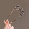 Elegant French Crystal Four-Leaf Clover U-Shaped Hairpin for Women - Perfect for Hanfu, Qipao, or Simple Updos