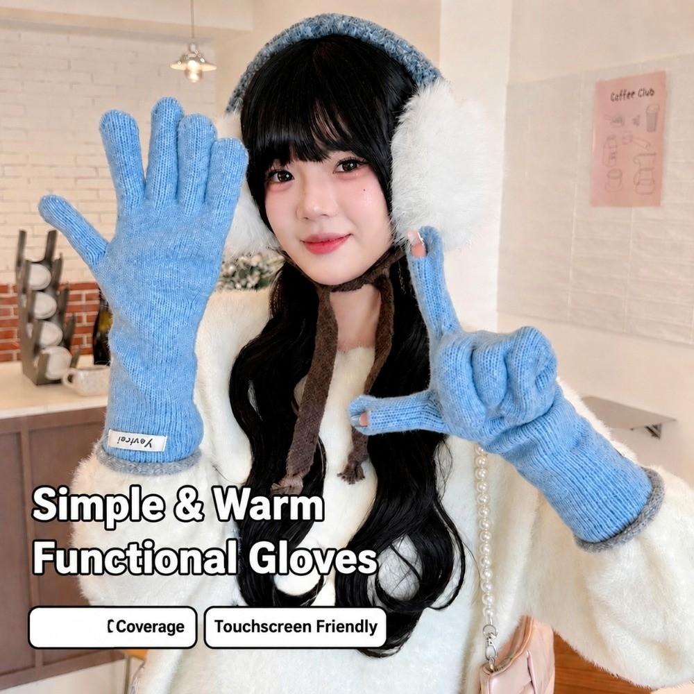 Fleece Lined Warm Touch Screen Gloves Windproof Long Cuff Gloves Girls
