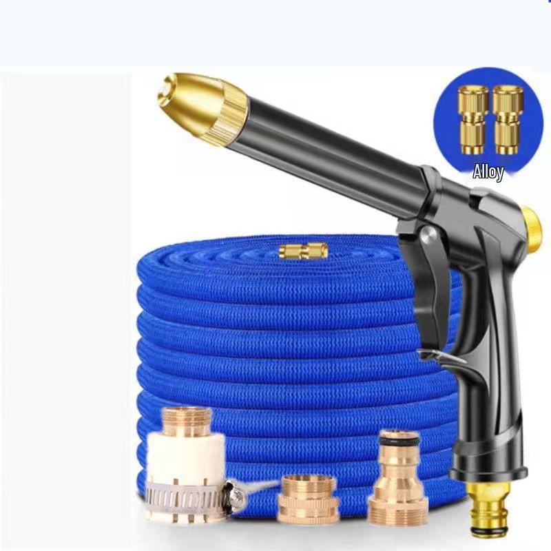 High-Pressure Car Wash Water Gun with Retractable Soft Hose & Nozzle for Tap Water & Flower Watering