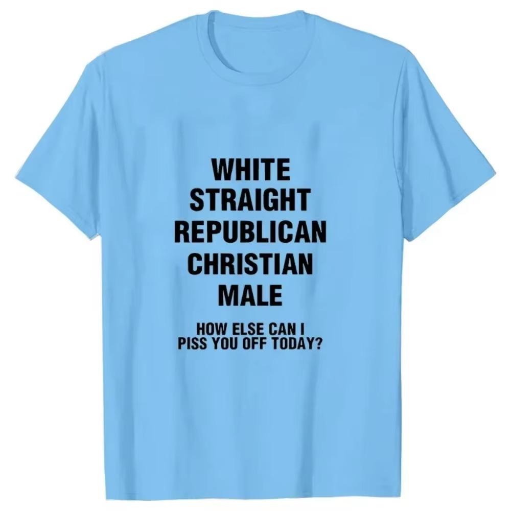 White Straight Republican Male Funny  T-Shirt Print Mens Tops & TeesT-shirts Oversized Shirts Brand T Shirt