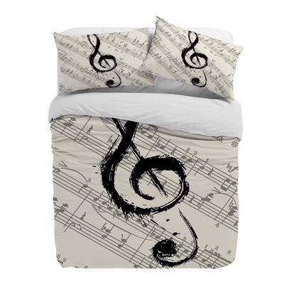 Music Notes Vintage Duvet Cover With Pillow Case Custom 3pcs Bedding Set Quilt Cover Double Bed Home Textile