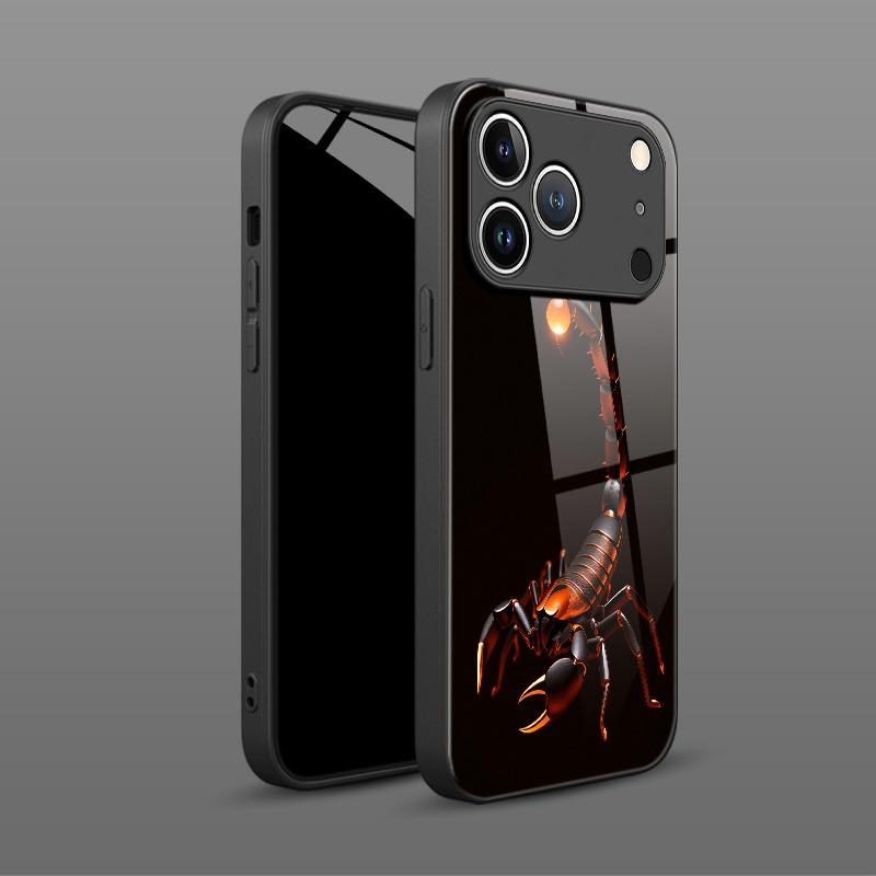 Cool Scorpion Tempered Glass Black Phone Case For iPhone 11 12 13 14 15 16 17 Pro Max 17 Air 7 Plus XS X XR Shockproof Cover