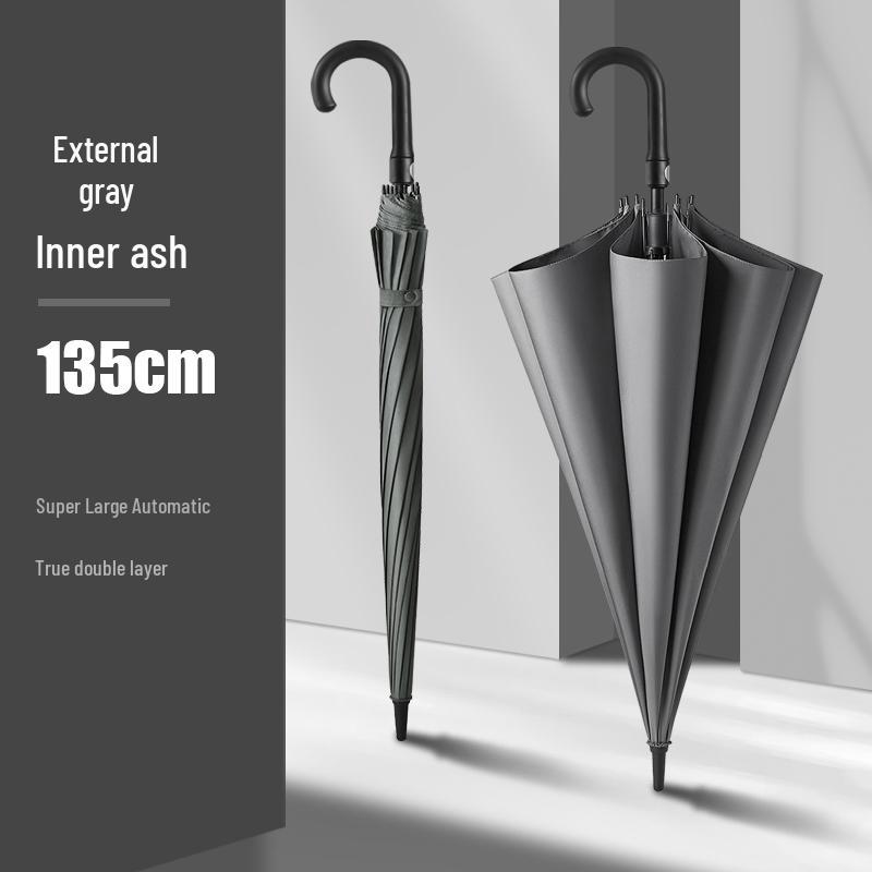 Extra Large Double Layer Automatic Umbrella for Two, Reinforced Long Handle, Stormproof and Sturdy