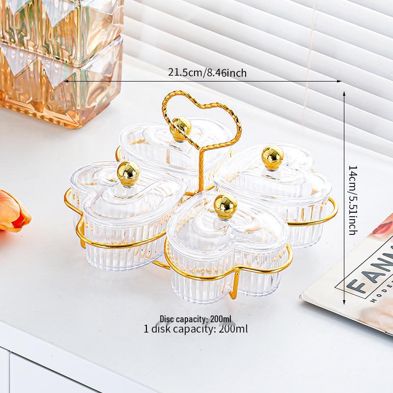Heart-Shaped Dustproof Dried Fruit Tray - Living Room Coffee Table Snack Box & Storage Bowl