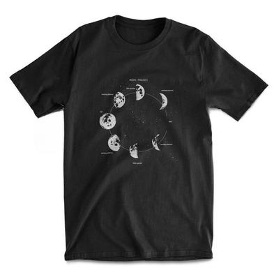 Moon Phase Diagram Astronomical Moon T-shirt Celestial Space Phase Screen Printing for Men and Women Same Style Art Aesthetics