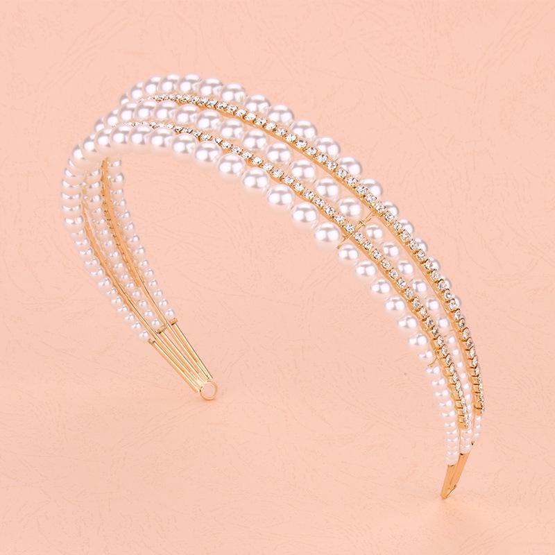 Koreanisches Retro Feen Braut Perlen Stirnband Haar Accessoire Schleier Clip