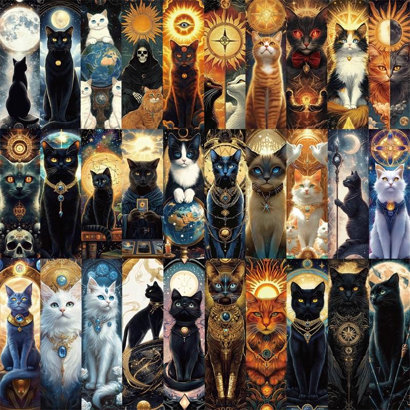 5/30PCS Cartoon Cat Tarot Cards Bookmark for Pages Books Readers Handheld Creative Materials Stationery Supplies