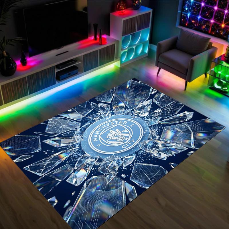 Manchester City Design Crystal Velvet Carpet Cozy Non?Slip Printed Rug For Bedroom Living Room Entrance