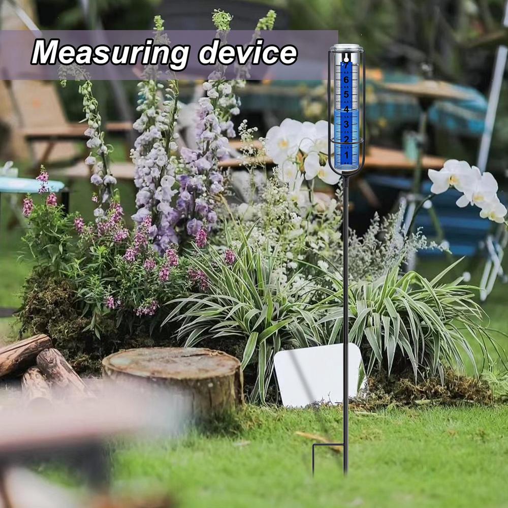 Water Gauge For Rain Adjustable Height Rain Measure Gauge With Stake Precipitation Monitor Large Clear Numbers Measuring Tool