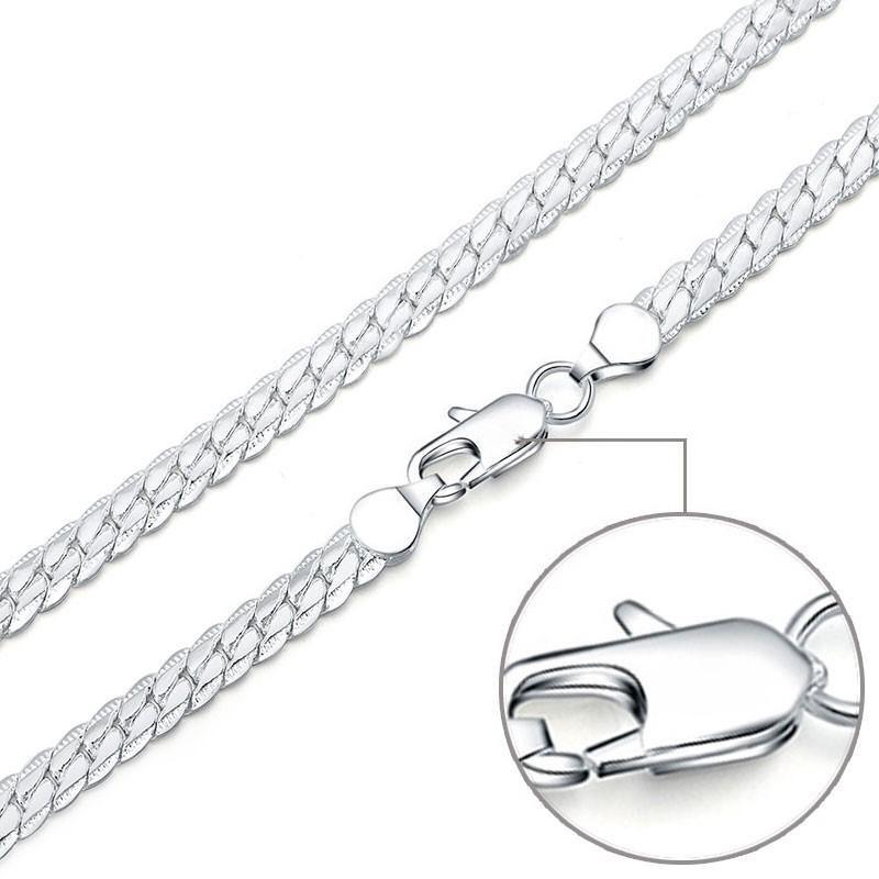 Colar Corrente Lateral 5mm 8 /18 /20 /22 /24 Polegadas Para Mulher Homens Moda Casamento Noivado Joia Presente