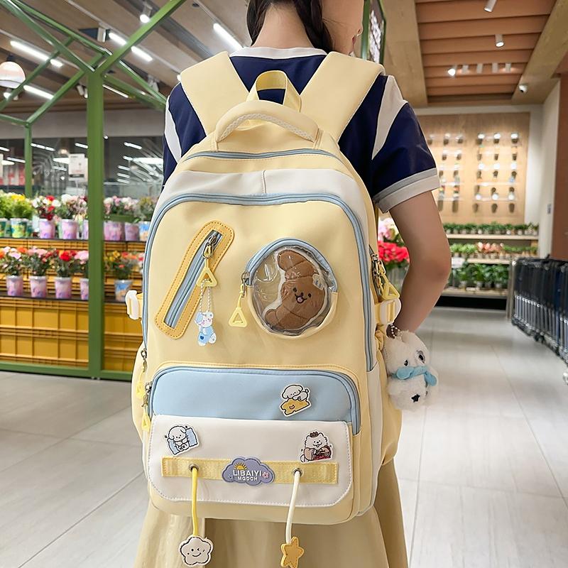 College Style Schoolbag Women's Contrast Color Stitching Large Capacity Backpack