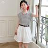 Korean Style Striped Sleeveless T-shirt & Shorts Set for Girls - Summer 2026