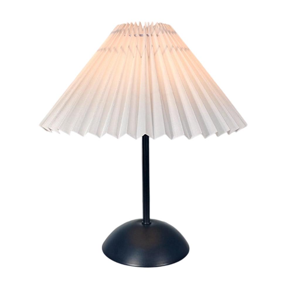Pleated Table Lamp Single Color Warm Light Bedside Light USB Powered Night Light with Metal Base for Bedroom