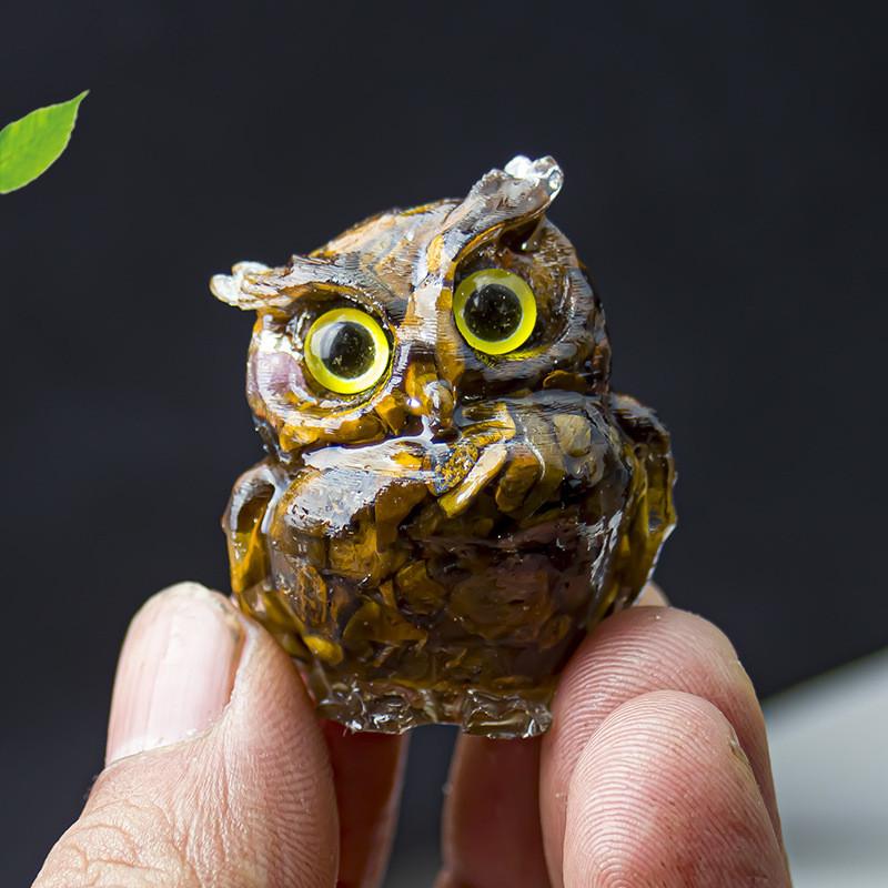 Uil Hars Kristal Beeldje Met Natuurlijke Watersteen Voor Huisdecoratie En Cadeau Geven