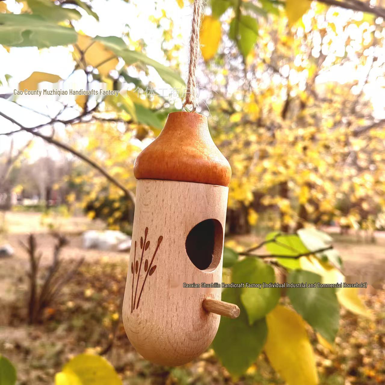 New Style Solid Wood Courtyard DIY Hummingbird Birdhouse & Feeder for Outdoor Garden Shandong Heze