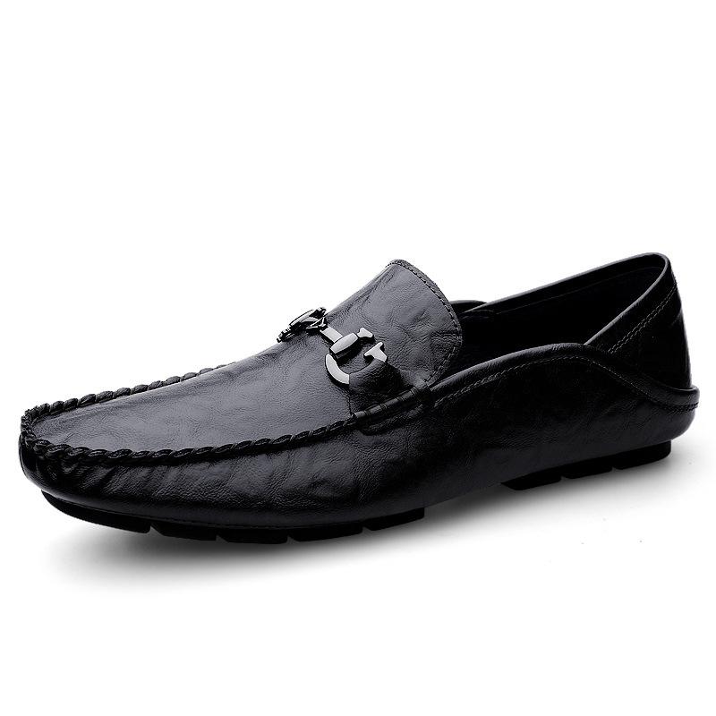Men's Shoes Doudou Shoes Genuine Leather Men's Foot Cover Soft Leather Soft Sole Lazy Loafer One-pedal Casual Leather Shoes