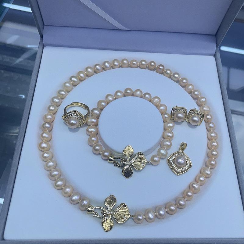 Versatile Five-Piece Natural Freshwater Pearl Necklace Set for Women
