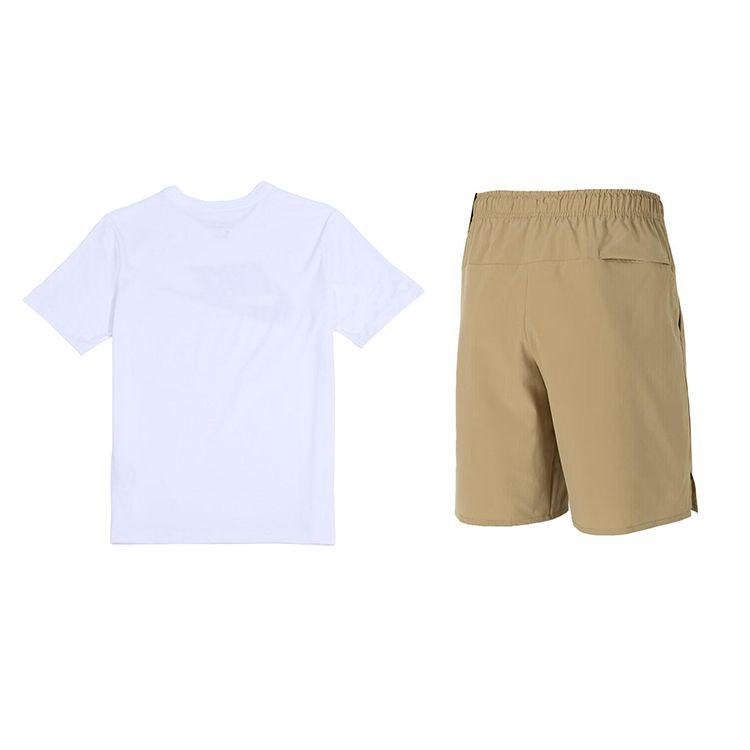 Nike Logo Regular Sleeve Round Neck Short Sleeve Solid Color Lace-Up Mid-Waist Shorts Casual Sports Set Men Sets AR5005-101+DV9331-247