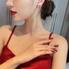 Red Zircon Crystal Bow Stud Earrings for Women Heart Shape Bowknot Earring Girl New Year Festival Jewelry