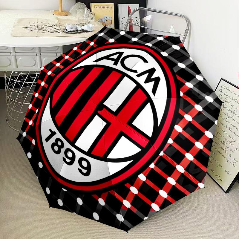 1PC Milan Football club Printed Umbrella Folding umbrella, automatic umbrella 8-Frame for Travel, camping Fan gifts Christmas Gifts