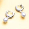 LSOOYH Cubic Zirconia Hoop Clip Brincos Pérola Jóias Natural Brincos de Pérola de Água Doce Para Mulheres