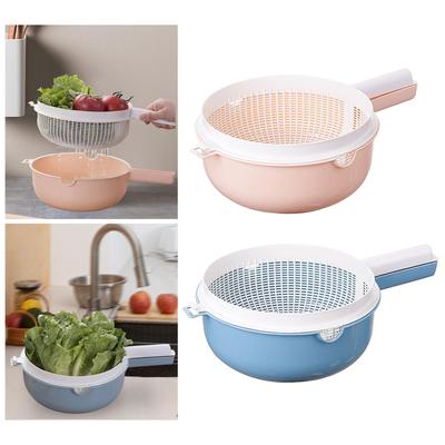 Frucht-Reinigungsschale Platzsparend Haushaltslagerung Multifunktional Robust 2-lagiger Waschkorb für Kartoffel-Tomaten-Salate