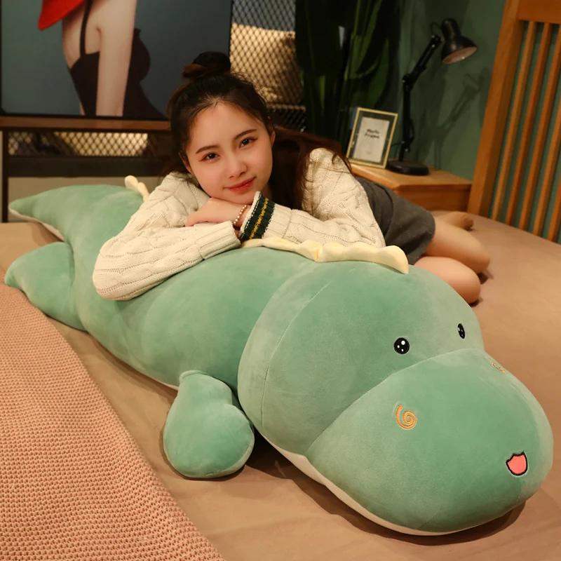 New Huggable Big Long Cute Dinosaur Plush Toy Soft Cartoon Animal Crocodile Stuffed Doll Boyfriend Pillow Kid Girl Birthday Gift