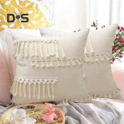 Federa con frange e cerniera nascosta, forma quadrata, stile bohémien, decorazione per divano da ufficio, cuscino da tiro, soggiorno, camera da letto, sedile dell'auto