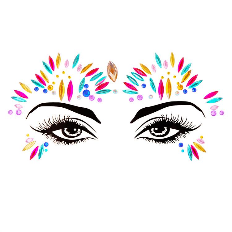 3D Sexy Face Tattoo Stickers Temporary Tattoos Glitter Tattoo Rhinestones Masquerade For Women Party Face Jewels
