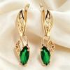 Yanbai Green Zircon Leaf Earrings - Luxury Retro Niche Long Style Jewelry