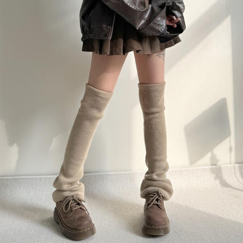 Damen Mädchen Süße Beinwärmer Gestrickt Ausgestellte Beinärmel Goth Häkeln Lockerer Bund Knöchel Haufen Socken Oberschenkel Hohe Socken