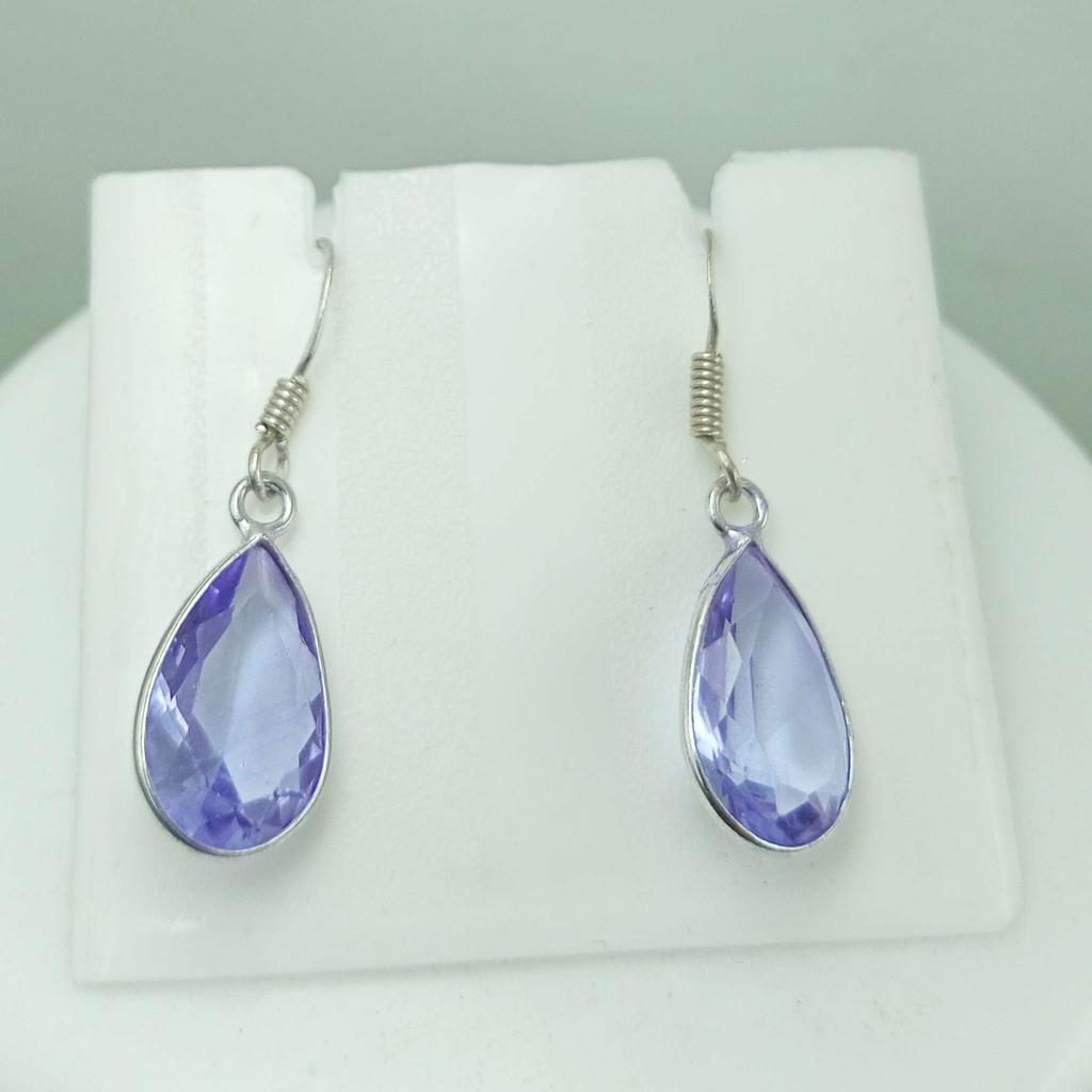 Boucles d'oreilles à crochet plaqué argent Sterling 925, améthyste topaze, bijoux pour femmes WHE-E58