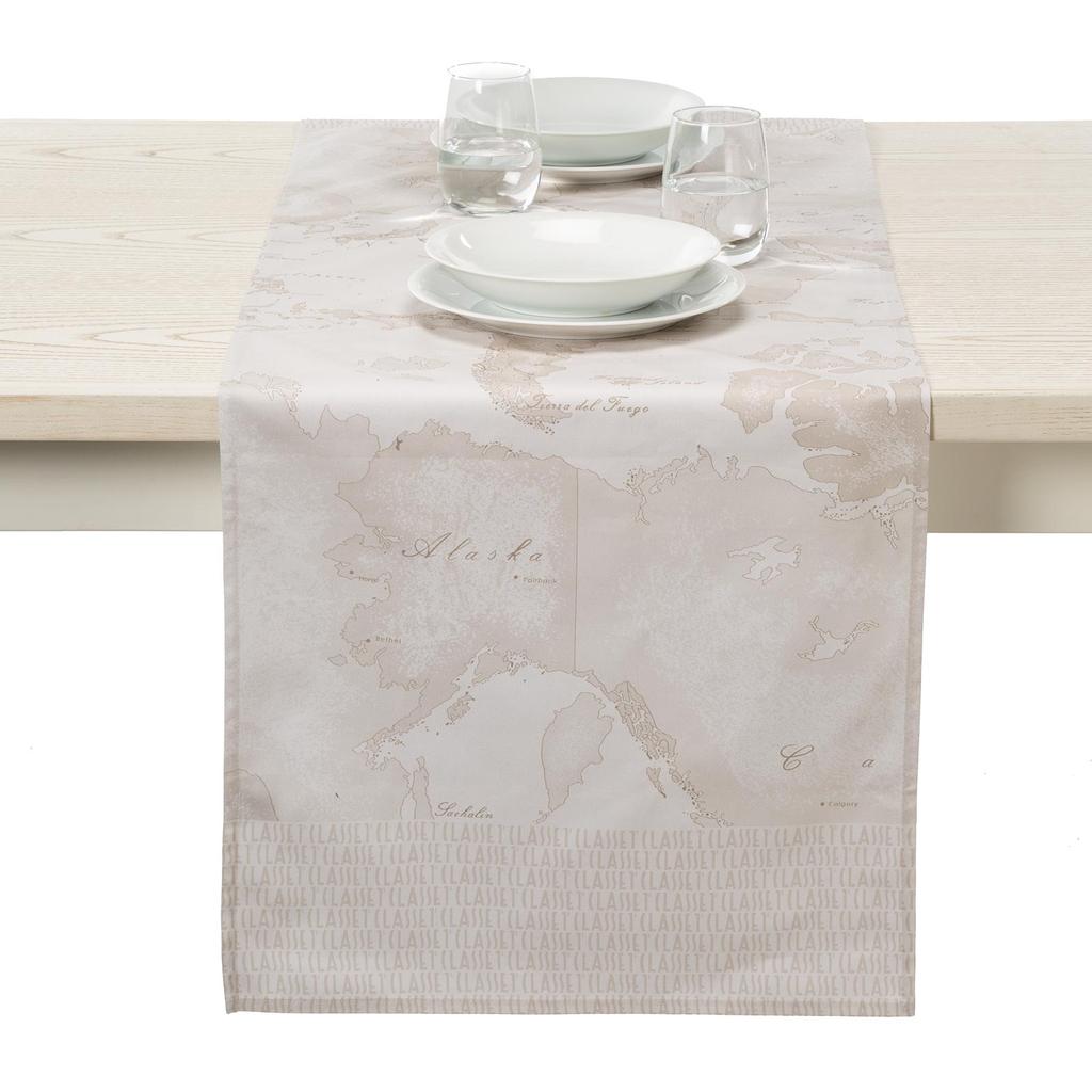 Table Runner In Cotton Geo White Alviero Martini 1A Classe Geo