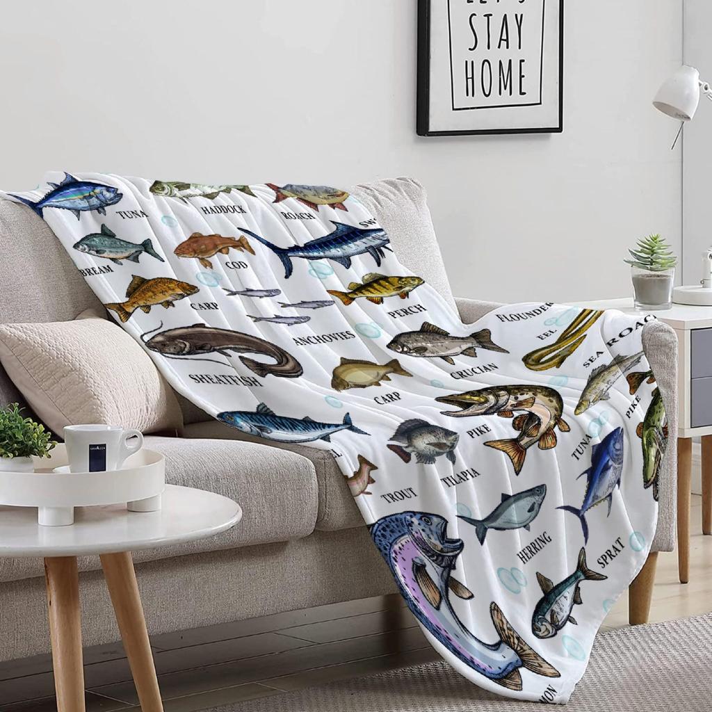 Fischwissenschaft Bildung Gedruckte Decke für Sofa Bett Reise Camping Wohnzimmer Büro Klimadecke für Alle Jahreszeiten Geschenke