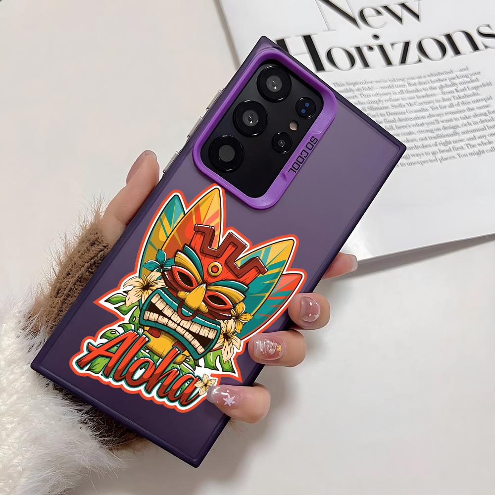 TIKI Tribal Mask Phone Case For Samsung Galaxy S25 Edge S24 S23 S22 S21 S20 Ultra Funda Silicone Silver Cover