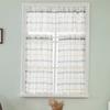 Kitchen Curtains Linen Plaid Yarn Piercing Rod Finished Linen Curtains