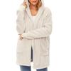 Women's Casual Fleece Lined Hooded Cardigan Solid Color Long Sleeved Coat