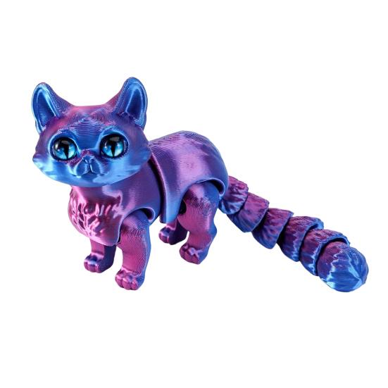 Yousheng 3D Printed Cat Ornament Articulated Cat Figurine with Flexible Limbs And Tail Desktop Pet Cat Fidget Toy for Adults Kids Home Office
