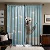 2pcs HD Polar Bear decorative curtain with brush Blue tie digital printed curtain Home Decoration style Decoration living roo