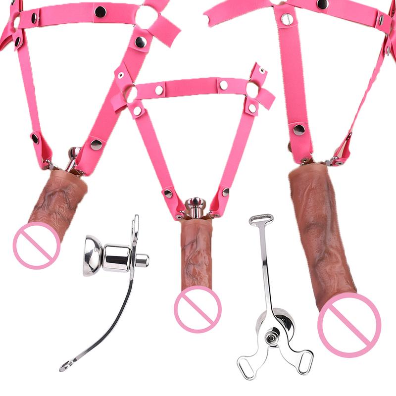 FRKO Fufu Clip Chastity Cage Stainless Steel With Real Silicone Dildo BDSM Strapon Chastity Belt Device Slave Games Men Sex Toys