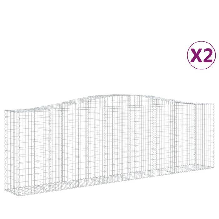 VidaXL 2x Paniers à Gabions Arqués Cages à Gabions Arquées Murs de Gabion Barrières de Jardin Terrasse Extérieur 3145969