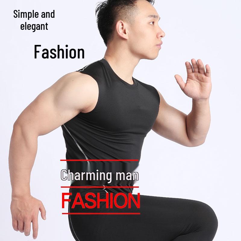 Herrars Snabbtorkande Slim Fit Ärmlös Gymlinne