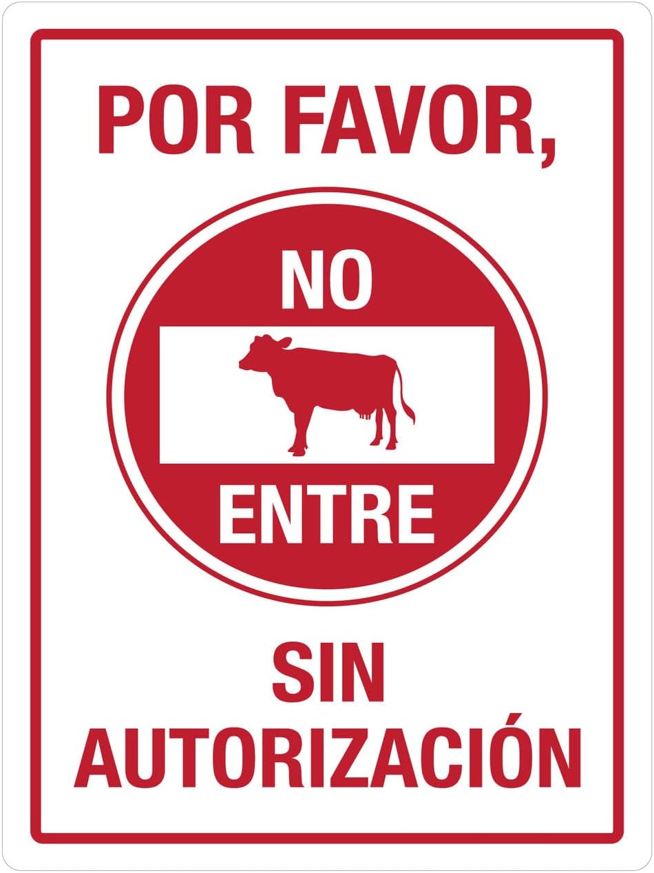 Please Do Not Enter Without Permission Spanish Portrait Wall Sign Spanish Signs Warning Caution Metal Tin Sign in 20x30cm(7.8x11.8inch)