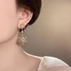 New Shiny Snowflake Earrings for Women Unique Imitation Pearl Long Chain Rhinestone Retro Pendant Earrings Fashionable Jewelry