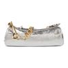 Orb Chain Strap Logo Tag Zip Closure Goat Leather Handbag Women Handbag Silver 4603000AWL00ACQ401