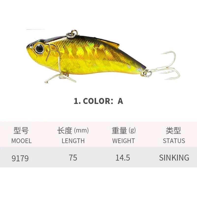 1pc Vibration Lipless Crankbaits Fishing Tide Saltwater Trolling Artificial Hard Bait 75mm 14.5g Sinking Fishing Lures VIB Lure