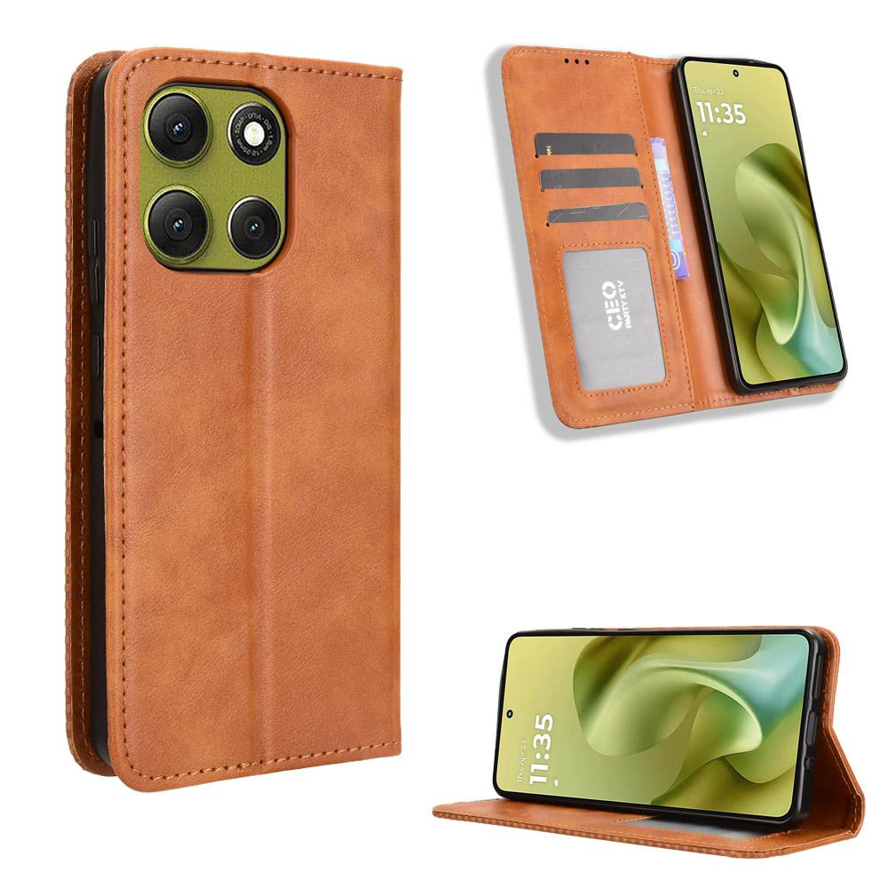 For Motorola Moto G86 Power 5G Leather Case Wallet Stand Retro Texture Phone Cover