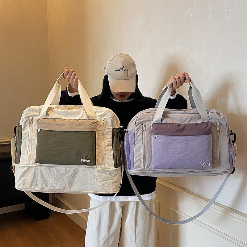 Fashion travel bag, large capacity, women's portable and light business trip duffel bag, men's expanded messenger sports storage fitness bag